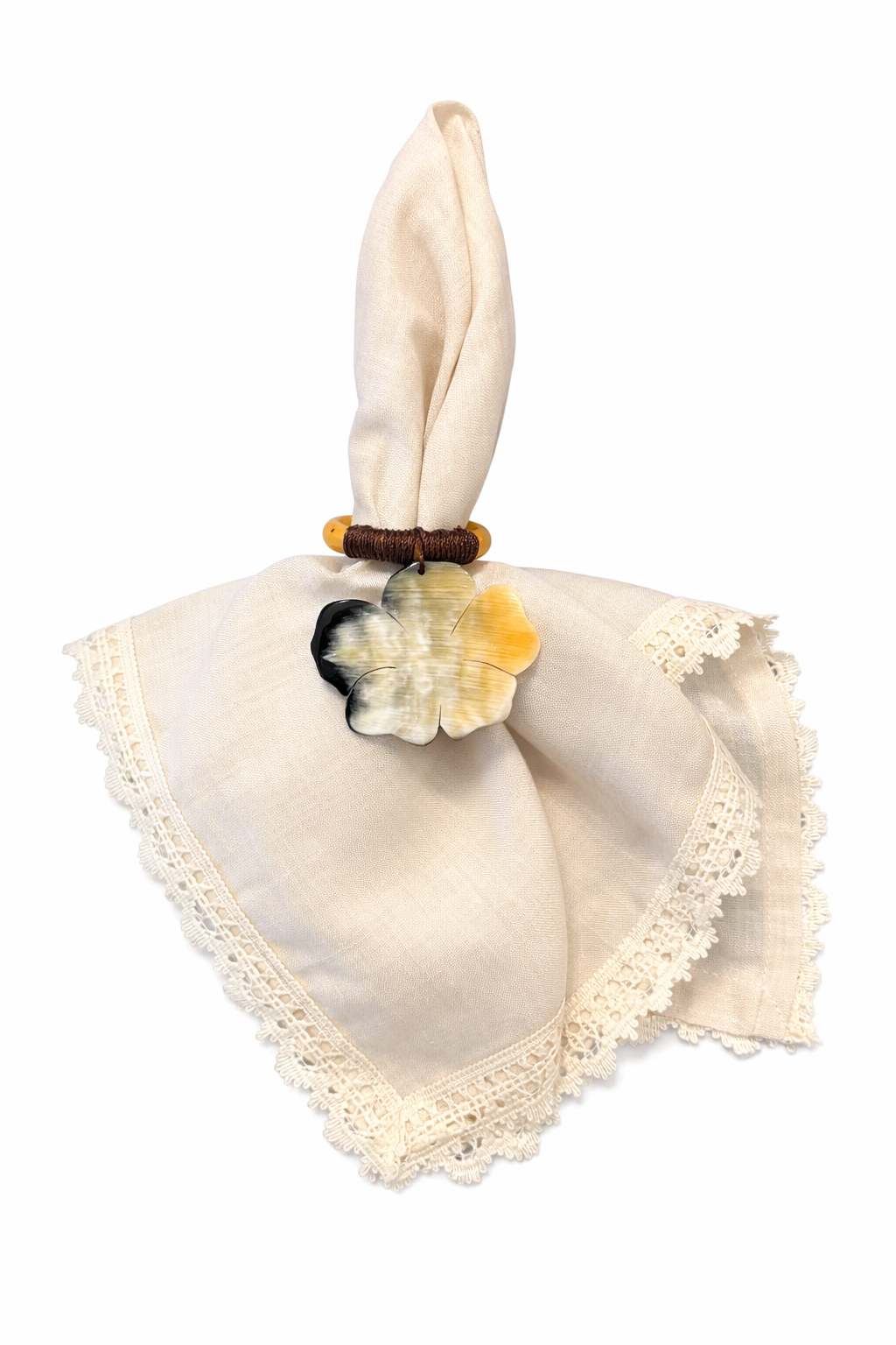 Aro de servilleta hoja Monstera flor de cayena