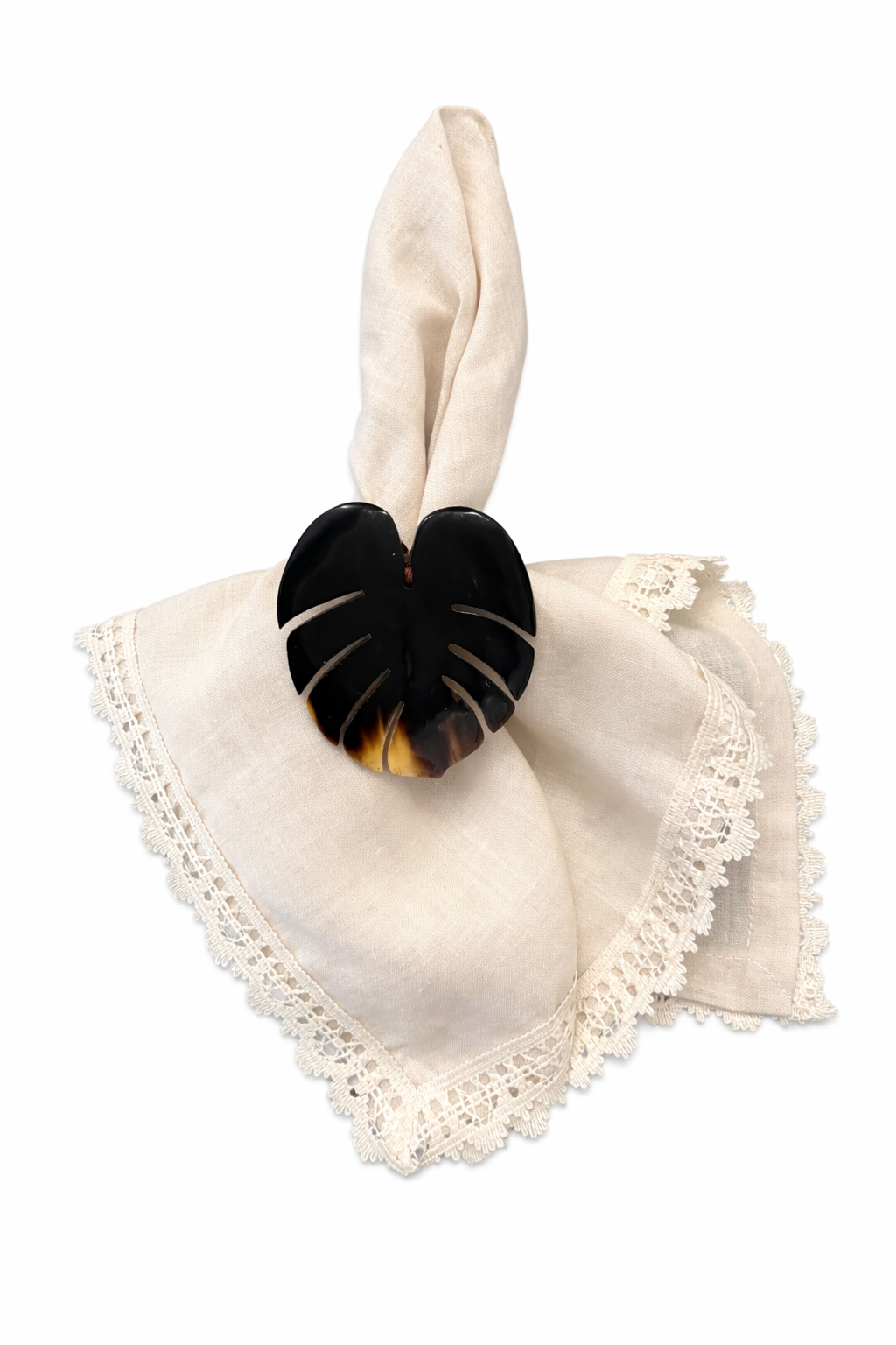 Aro de servilleta hoja Monstera en cuerno natural